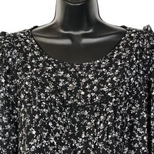 Gap Blouse Semi-Sheer Chiffon Women's Sz L Black Floral Whimsigoth Cottagecore